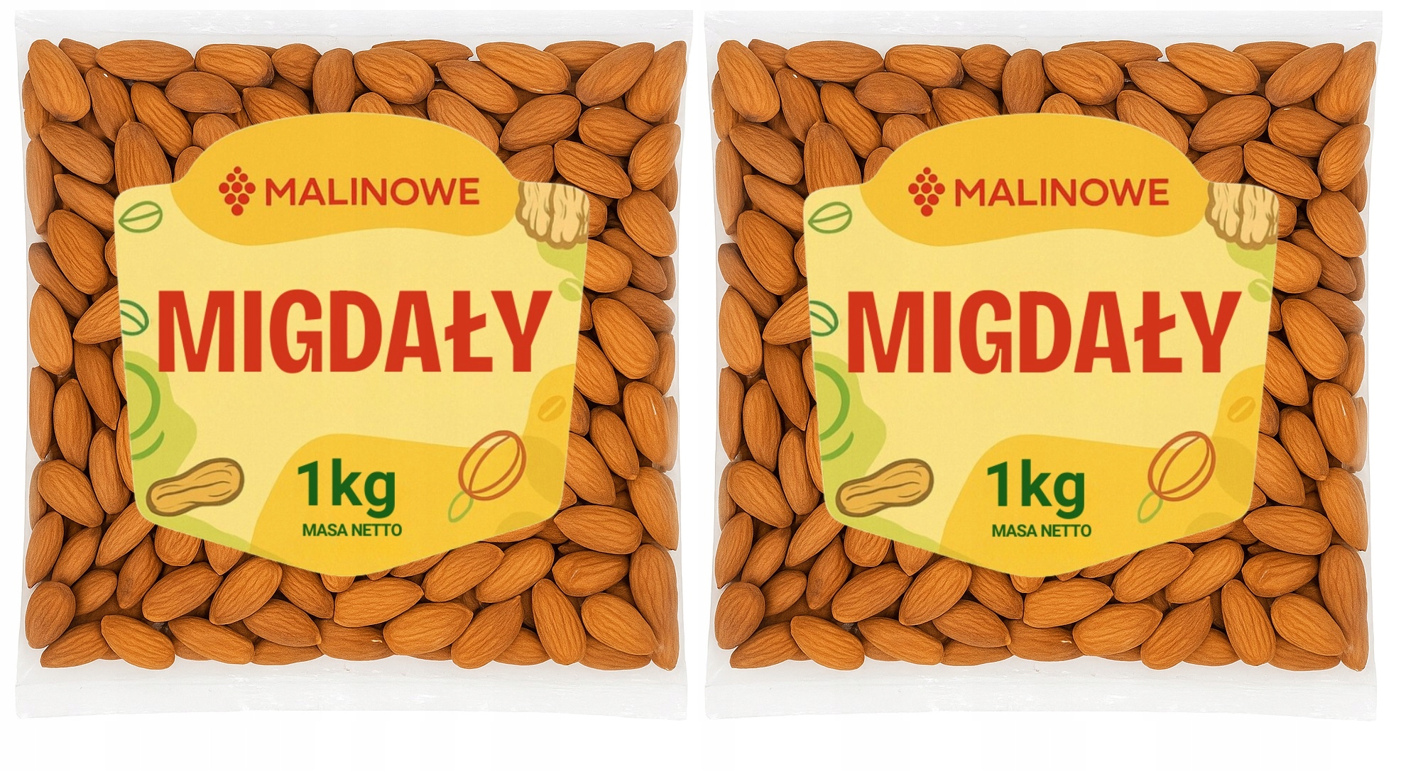 Levně Sada Kalifornské Mandle Celé 2x1kg Mandle Vynikající Kvalita Premium