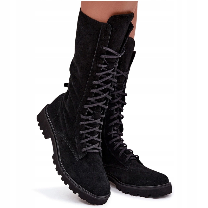 Kotníkové Boty Se Šněrováním Na Zip Do Poloviny Lýtka Zazoo 3103 Černé 40