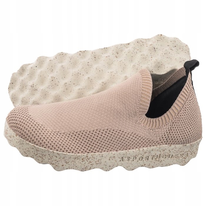 Topánky Tenisky Slip on Dámske Asportuguesas Clip Rec Knit Nude Béžové