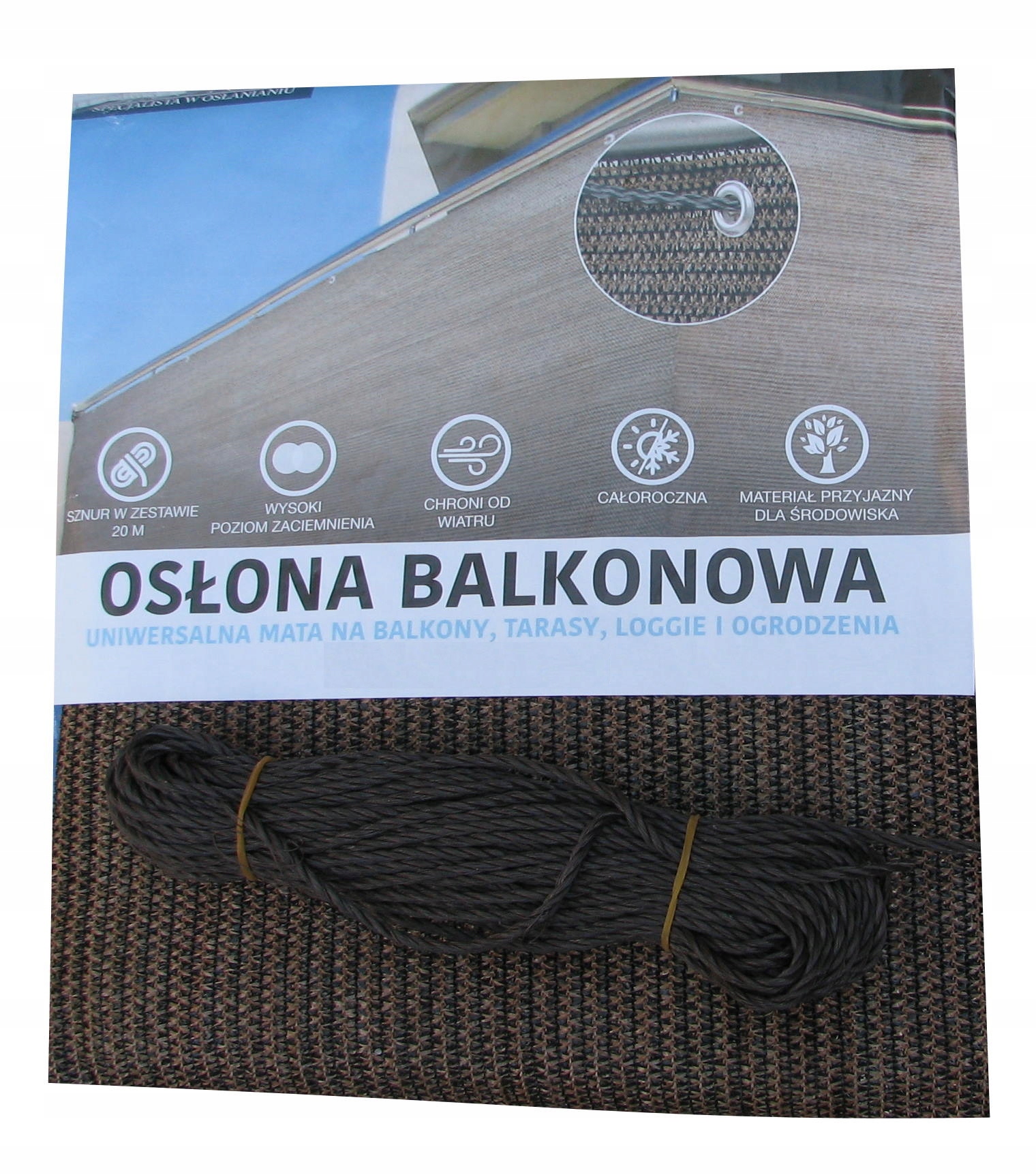 

Osłona Balkonowa 90X500cm 0,9x5m brązowa balkon