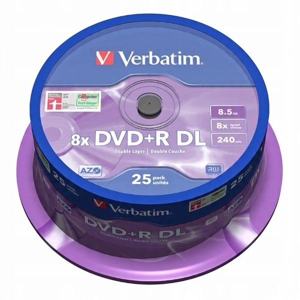 

Verbatim Dvd+r DL 8,5GB 25 szt. Azo W-wa MKM-003