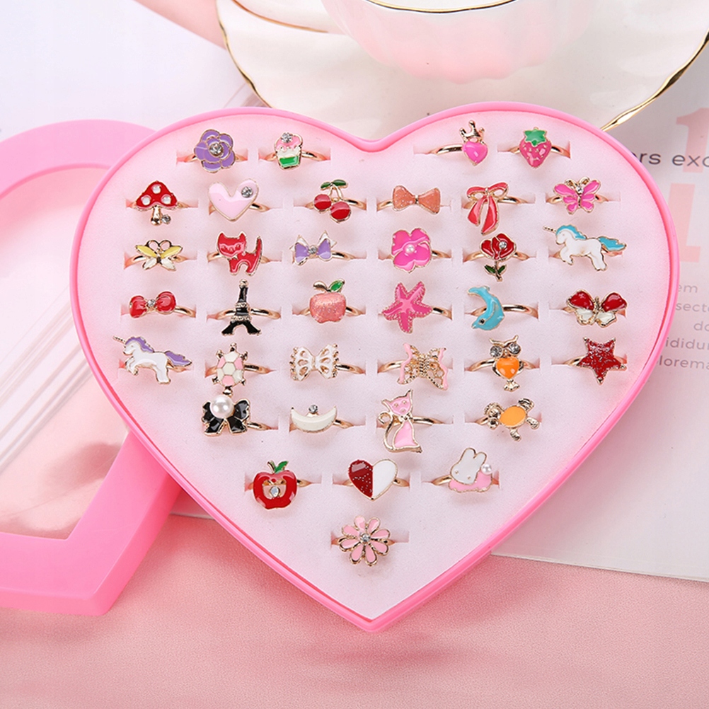 DZIECIĘCE PIERŚCIONKI Z DIAMENTAMI DZIEWCZYNY WERSJA KOREAŃSKA 36 SZT Marka bez marki