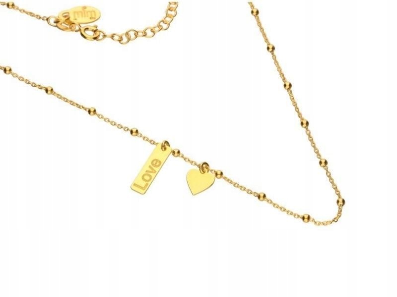 Stříbrný náhrdelník 925 pozlacené srdce s plechem a přívěskem jako dárek