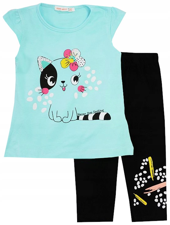 

Komplet Tunika Legginsy Kotek mięta 104 J233F