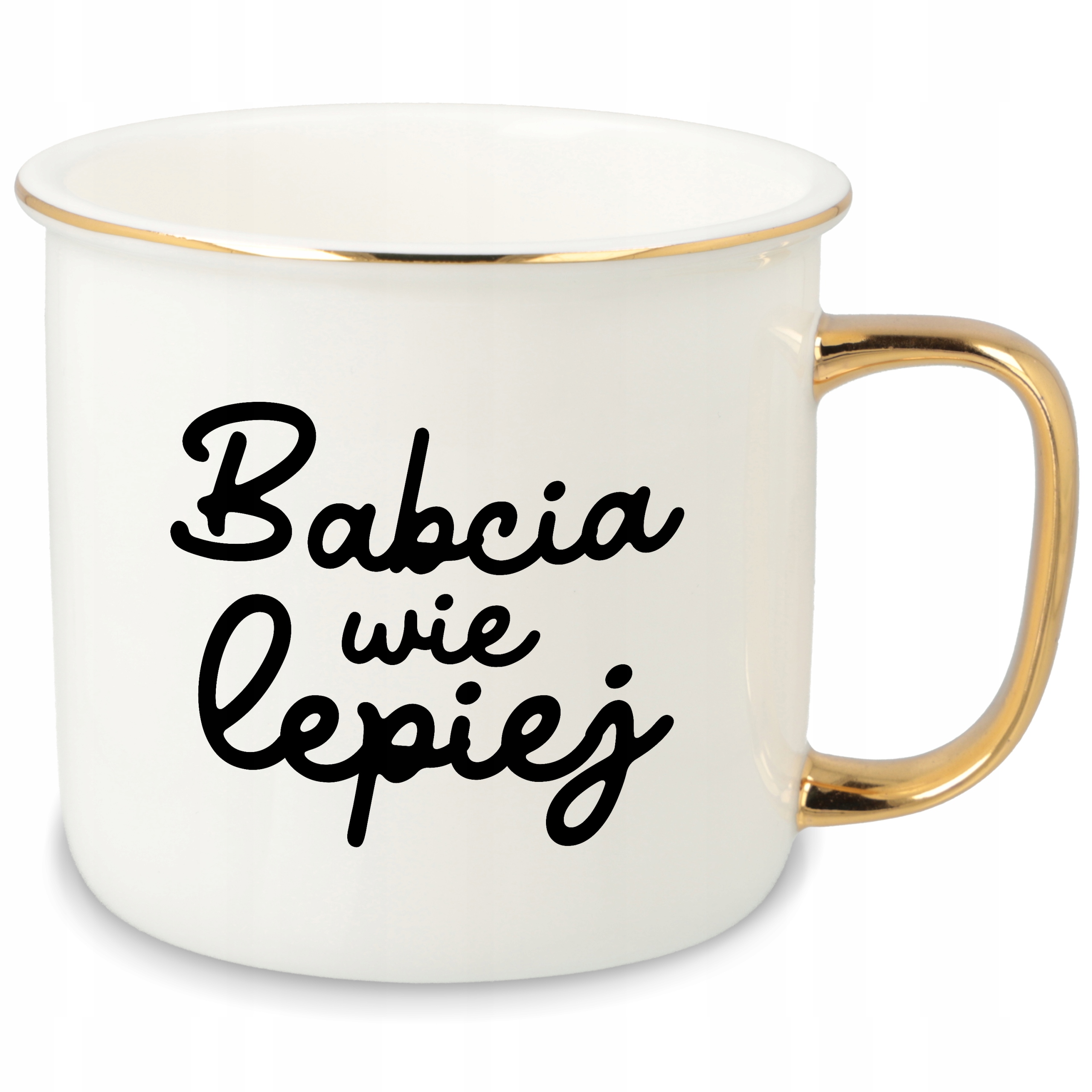 Hrnek Ucho Forma Zlatý Porcelánový Retro Dárek Pro Babičku Ví Lépe