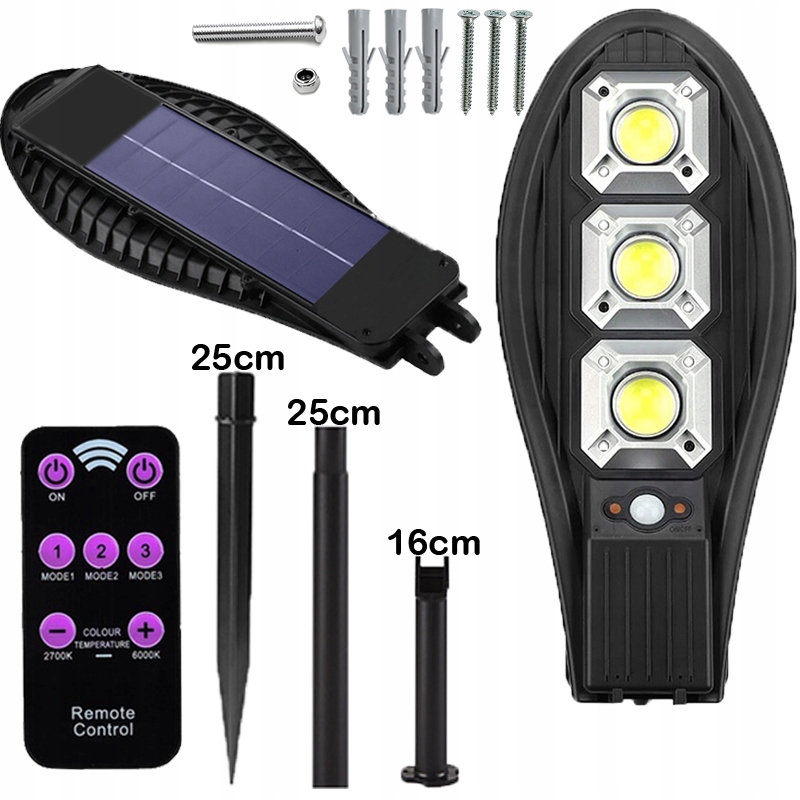 LAMPA SOLARNA LED CZUJNIK RUCHU ZMIERZCHU + PILOT