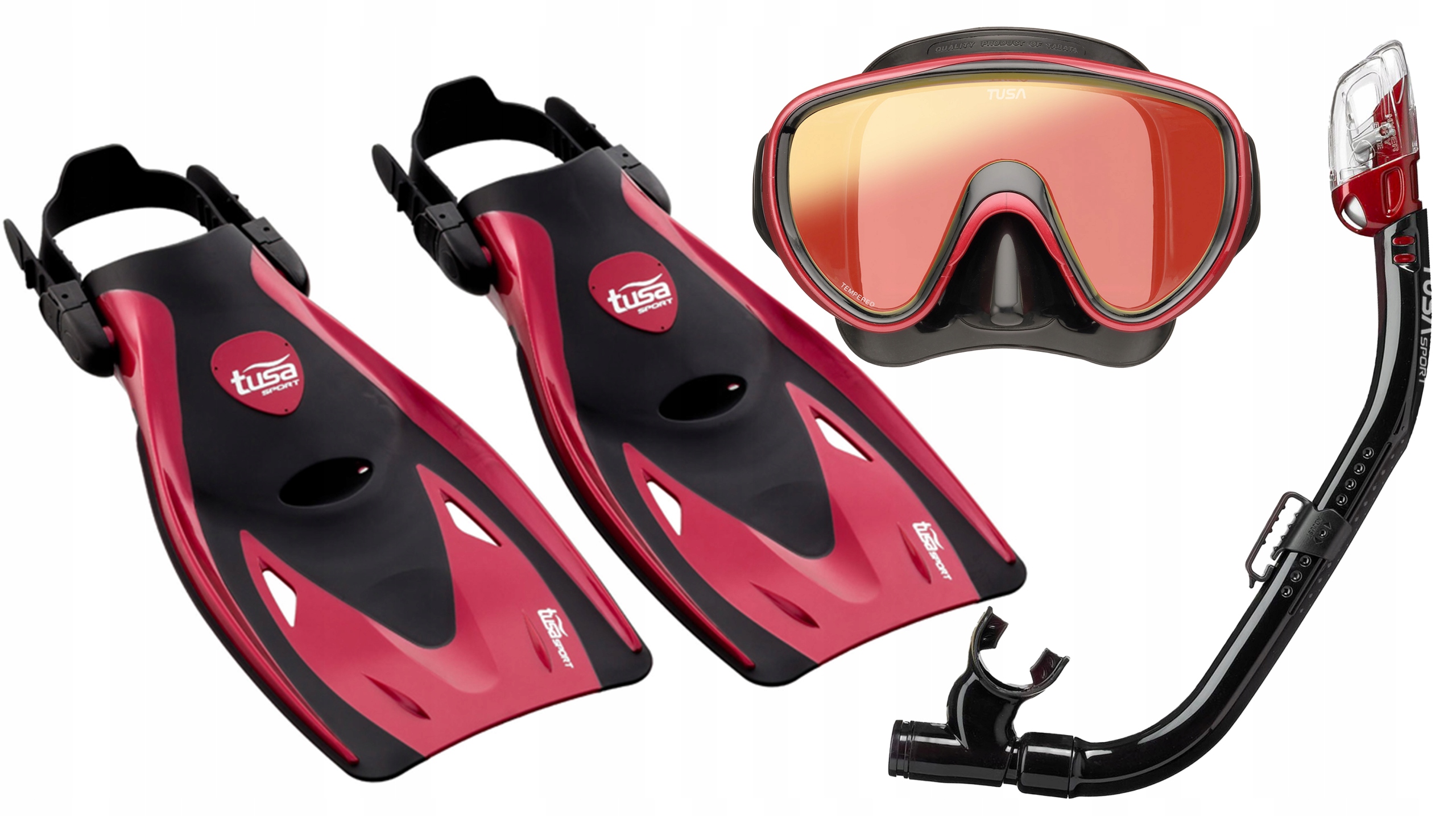 Tusa Serene Mirror Zestaw Do Nurkowania Maska Fajka Płetwy UF21 Red M 36-42