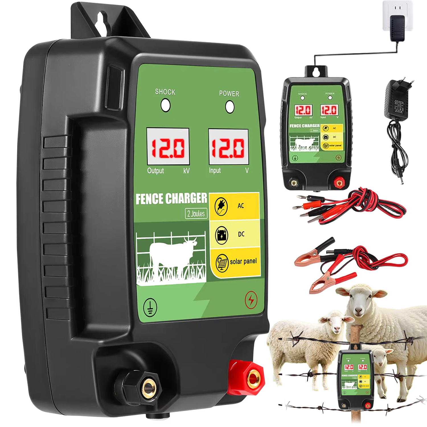 Sada Elektrického Plotu Pro Hospodářská Zvířata 12V 15 Km 1.5J-2J
