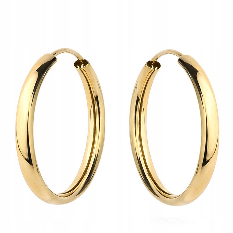 Zlaté Náušnice pr. 585 Kolečka Kola 23mm 14k