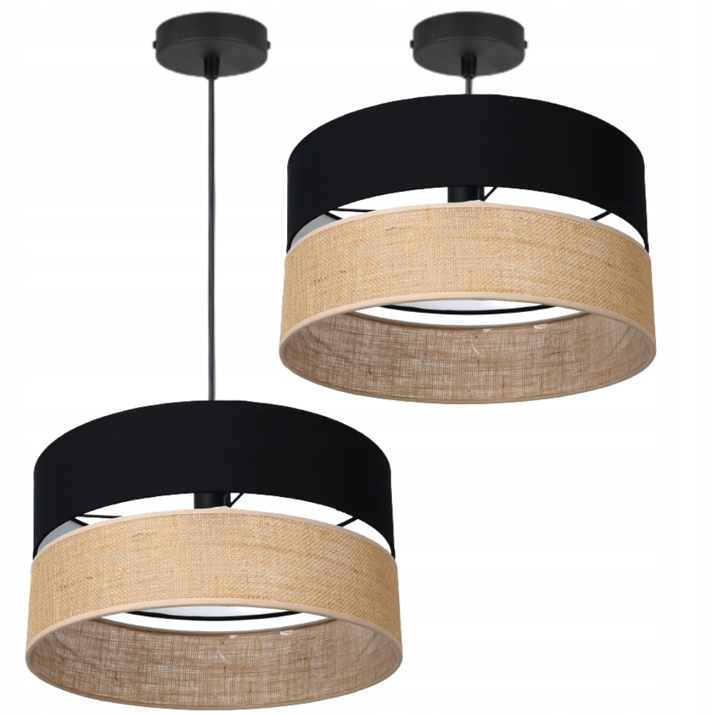 Závěsná Stropní Lampa S Černým Závěsem, Juta, 40 CM