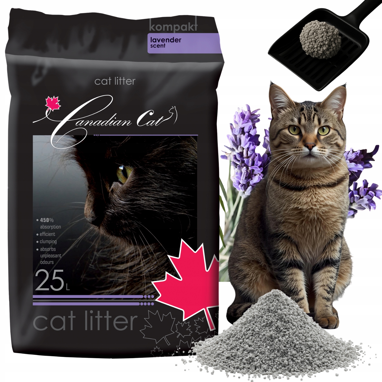 Żwirek Bentonitowy dla kota Benek Canadian Cat Lawenda 25L Bezpyłowy Drobny