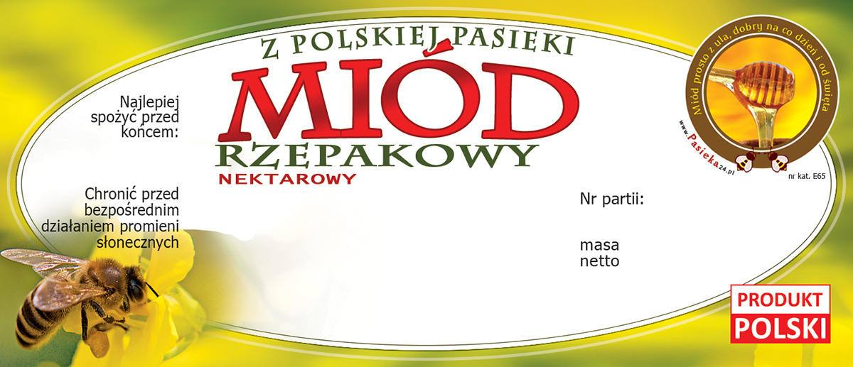 

Etykiety na Miód Rzepakowy (100szt) wzór E65