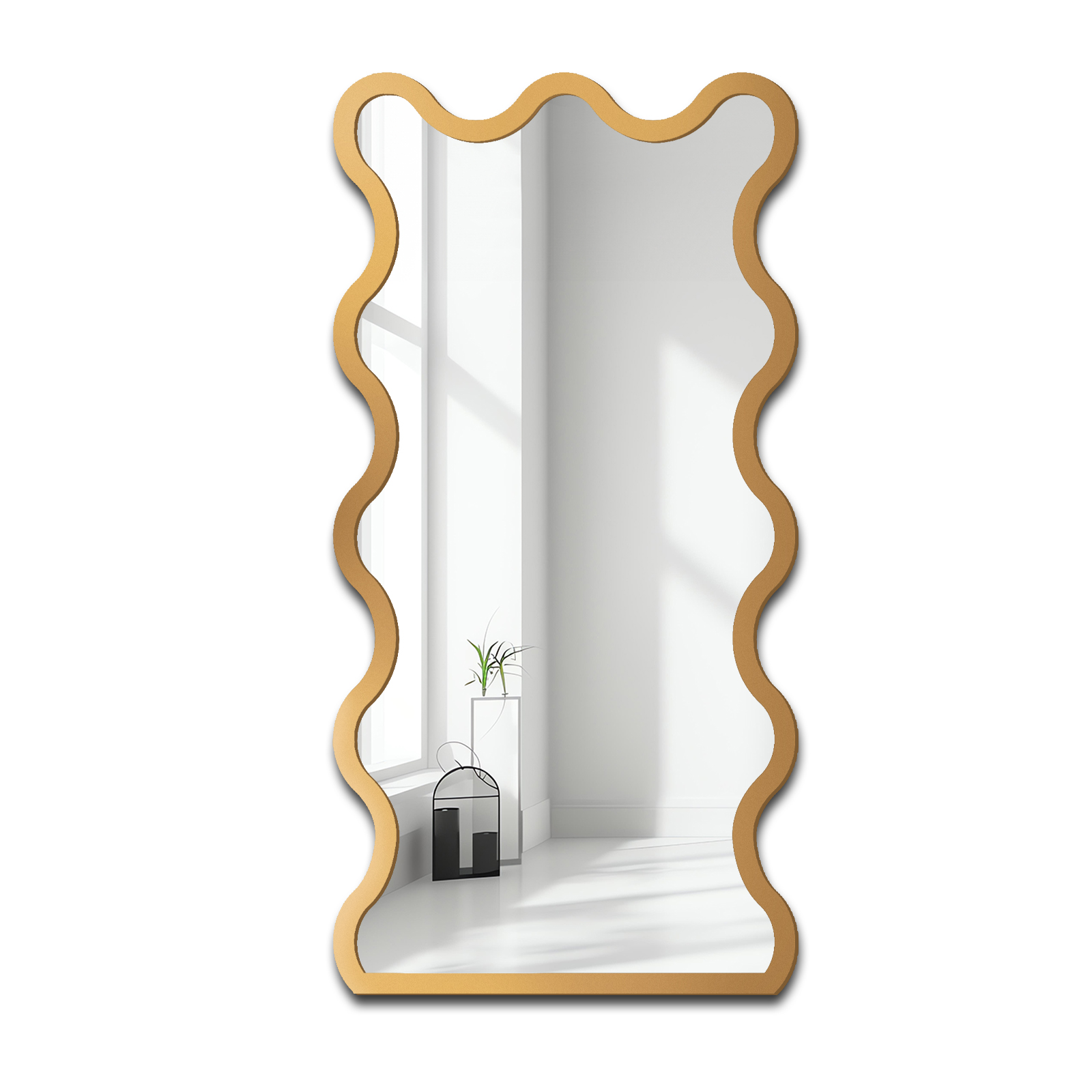 Zrcadlo vlnité Blobs Twist ve zlatém rámu Mdf 50x100 nástěnné