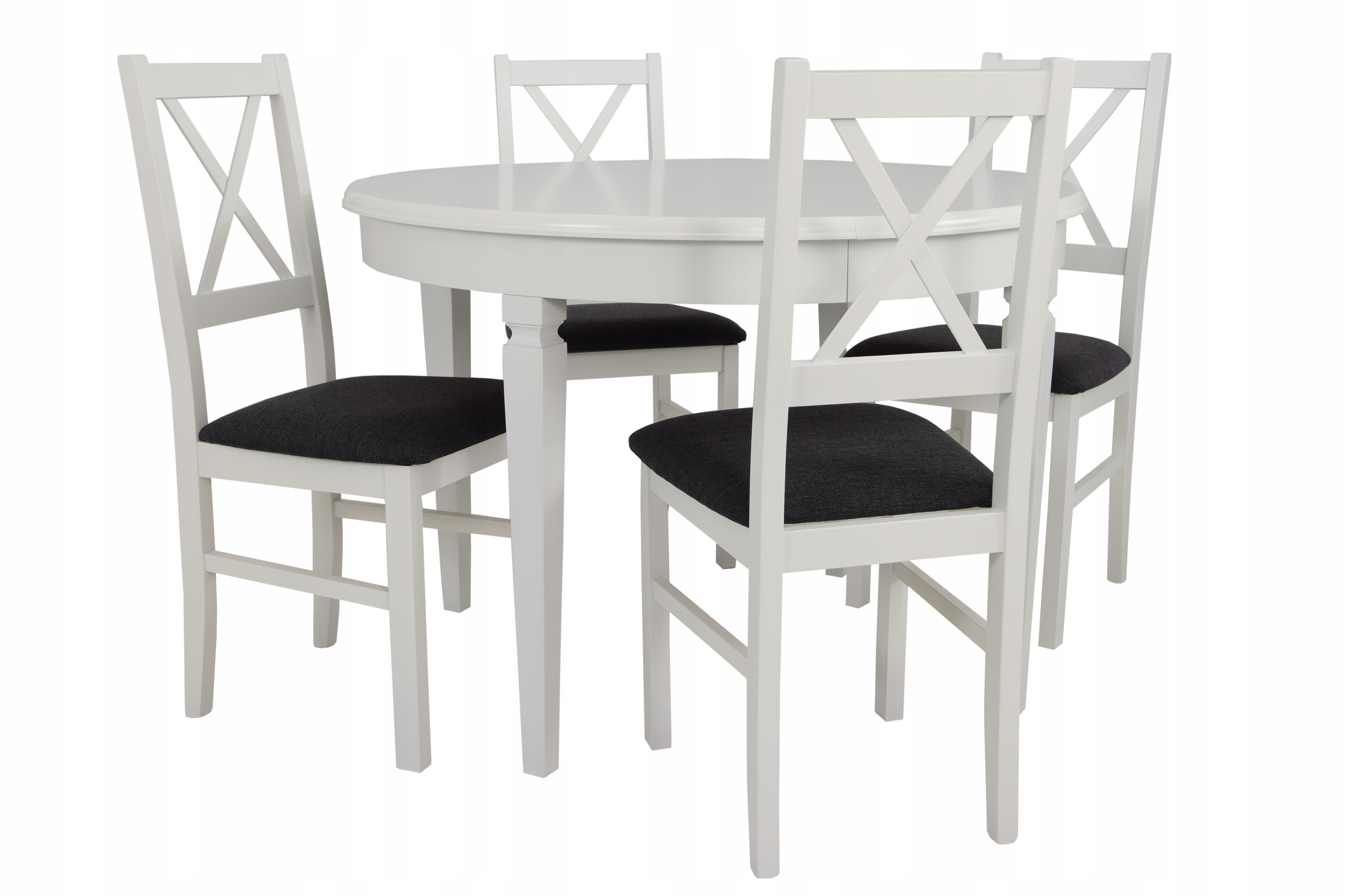 Okrúhly kuchynský stôl 110 cm skladacie, 4 stoličky