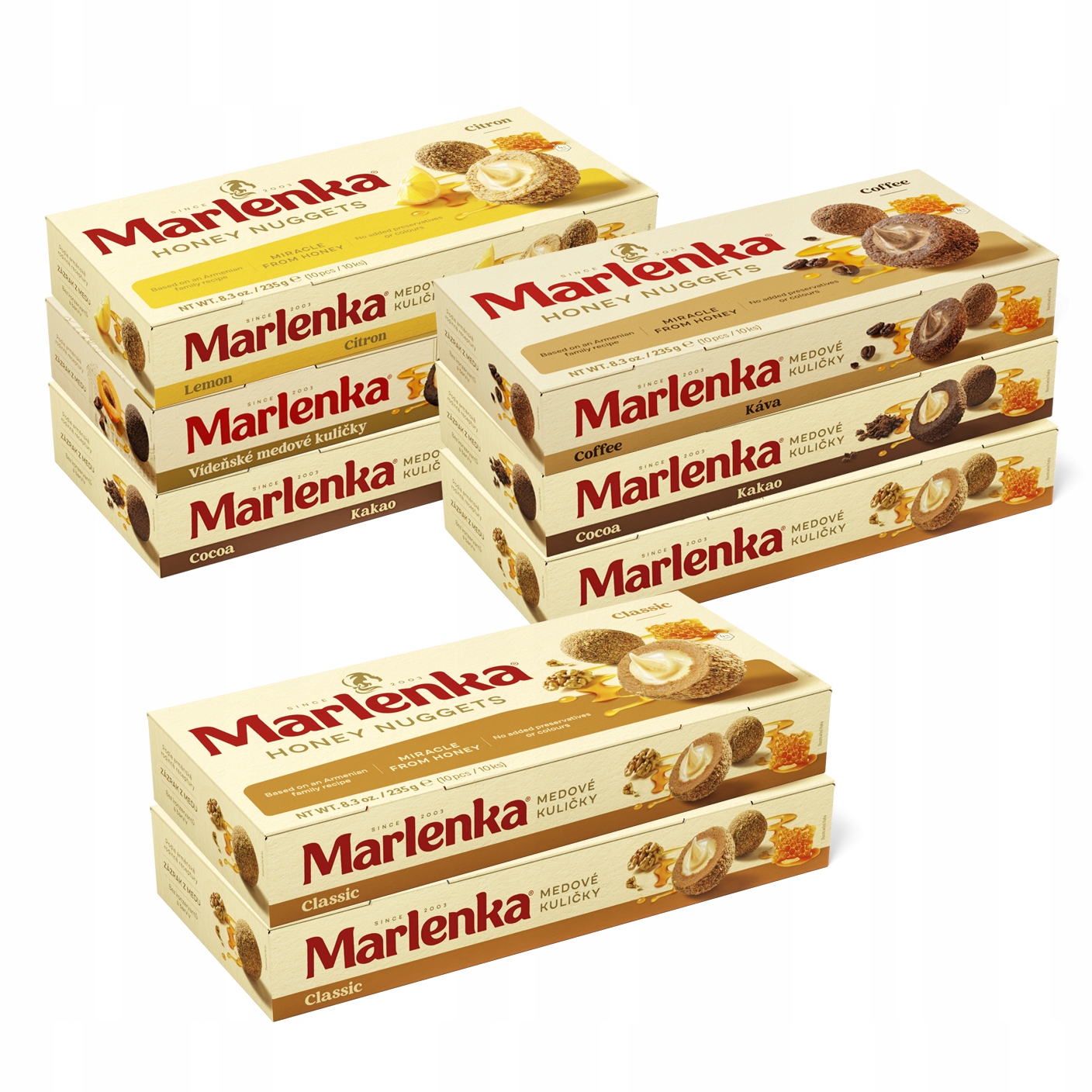 Marlenka Akce 6+2 Medové kuličky mix 8 x 235g