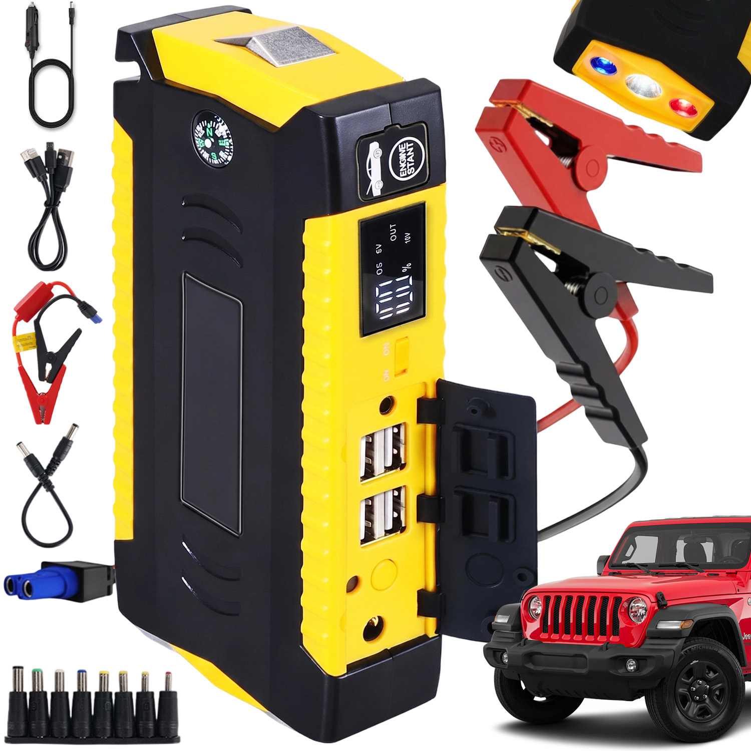 Power Bank Jump Štartér Štartovanie Do Auta 12V Displej LCD 6000 Mah