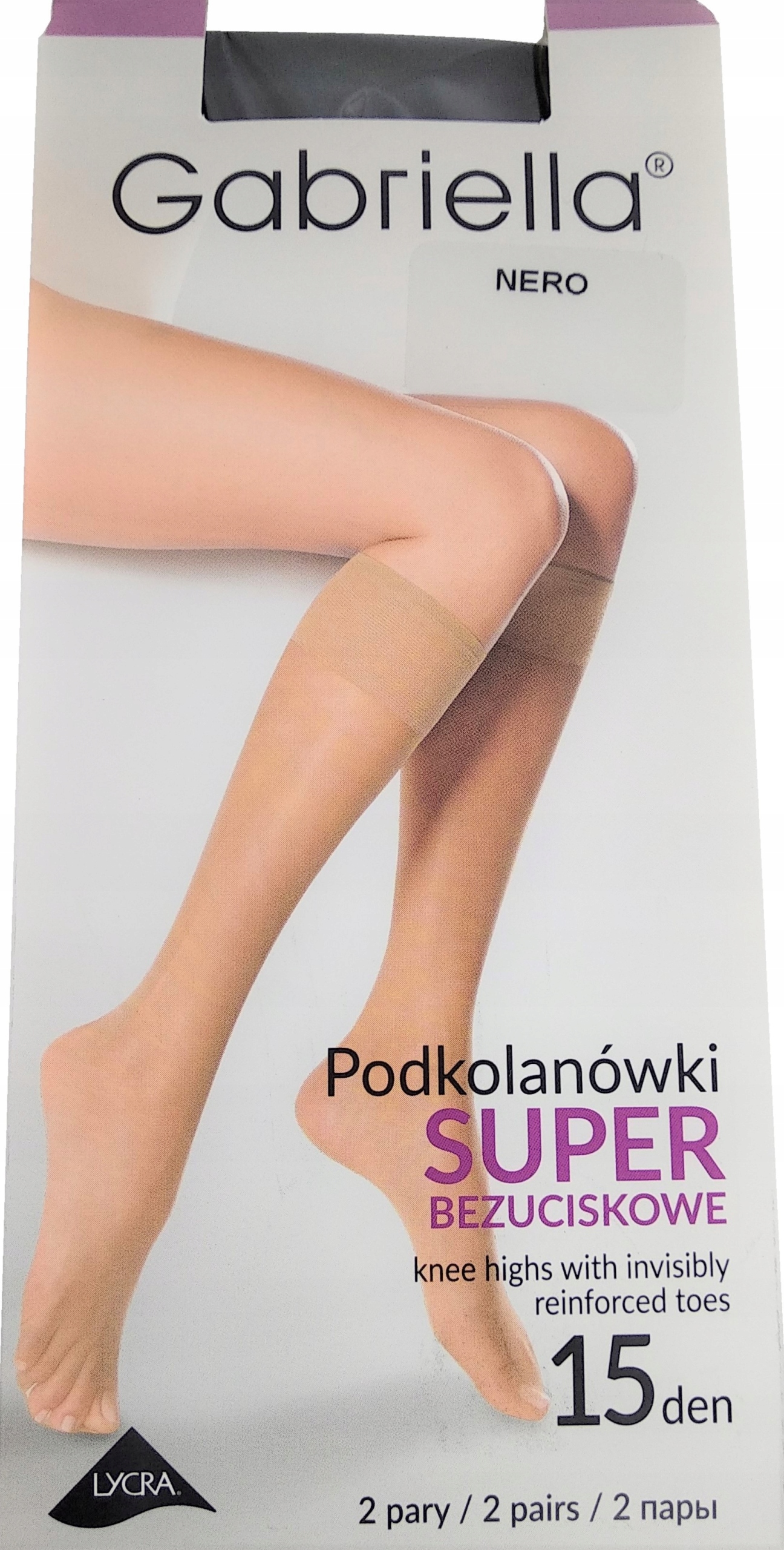 

Podkolanówki Gabriella Lycra 2 Pary 15 Den Nero