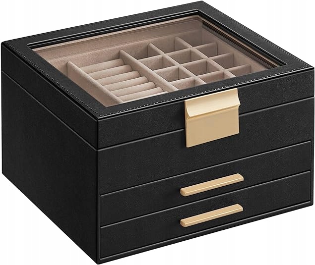 Krabička na šperky kufřík, velký organizér, prostorný, 3 úrovně