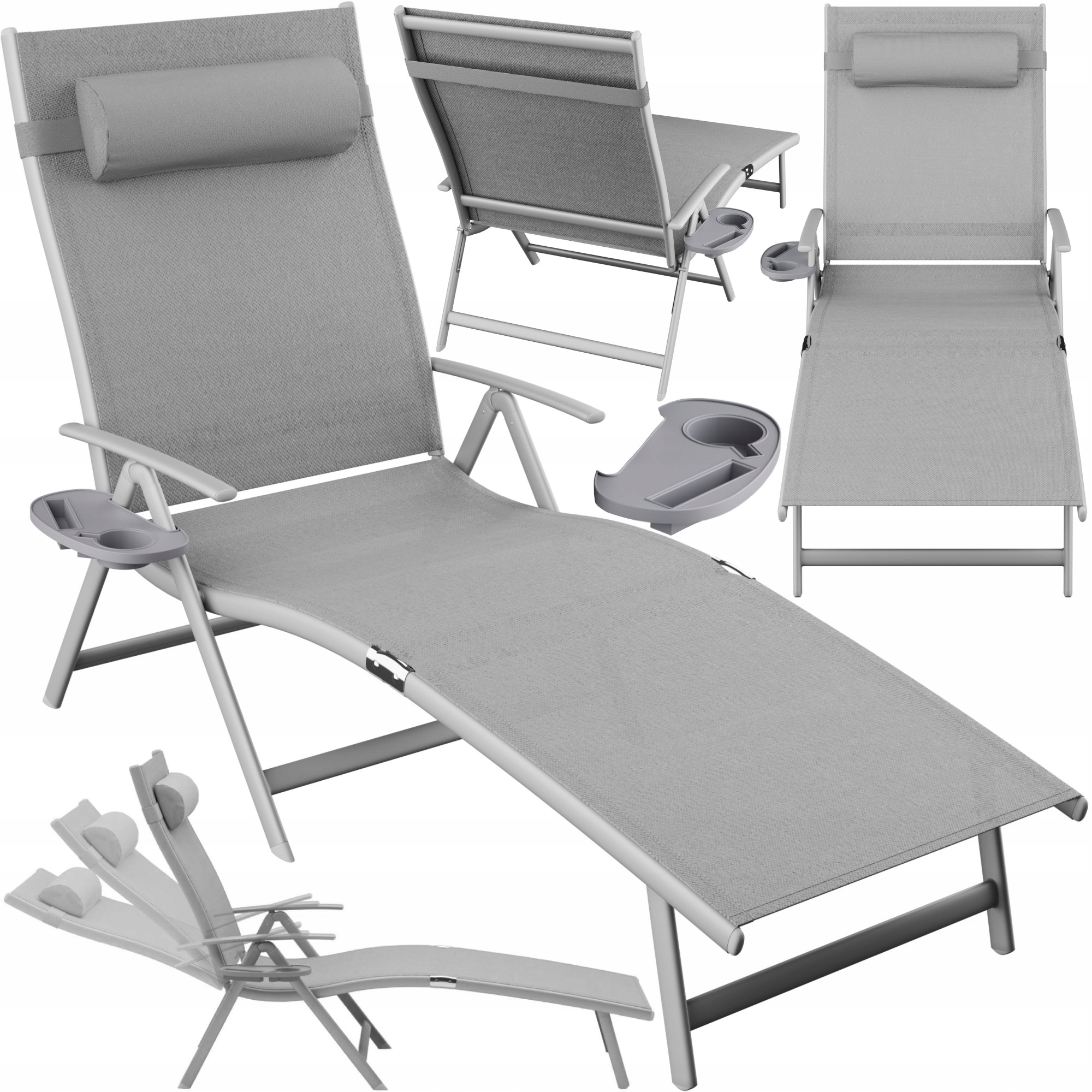 Leżak Ogrodowy Tarasowy Plażowy Składany Aluminiowy 7 pozycji Tardy Zenjoy