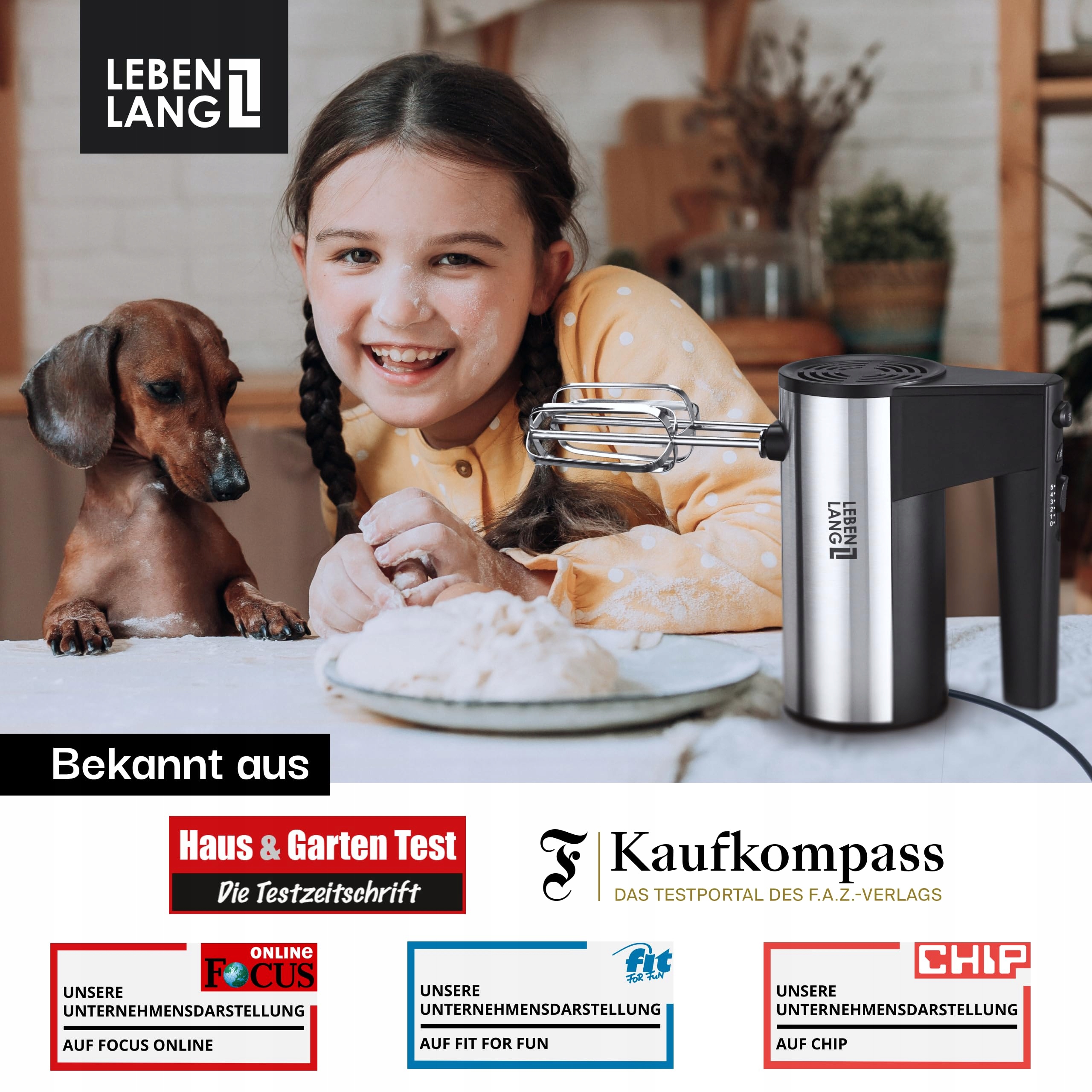 LEBENLANG Mikser Ręczny 5 Prędkości Turbo Z Podstawką Do Kuchni — miniatura 6