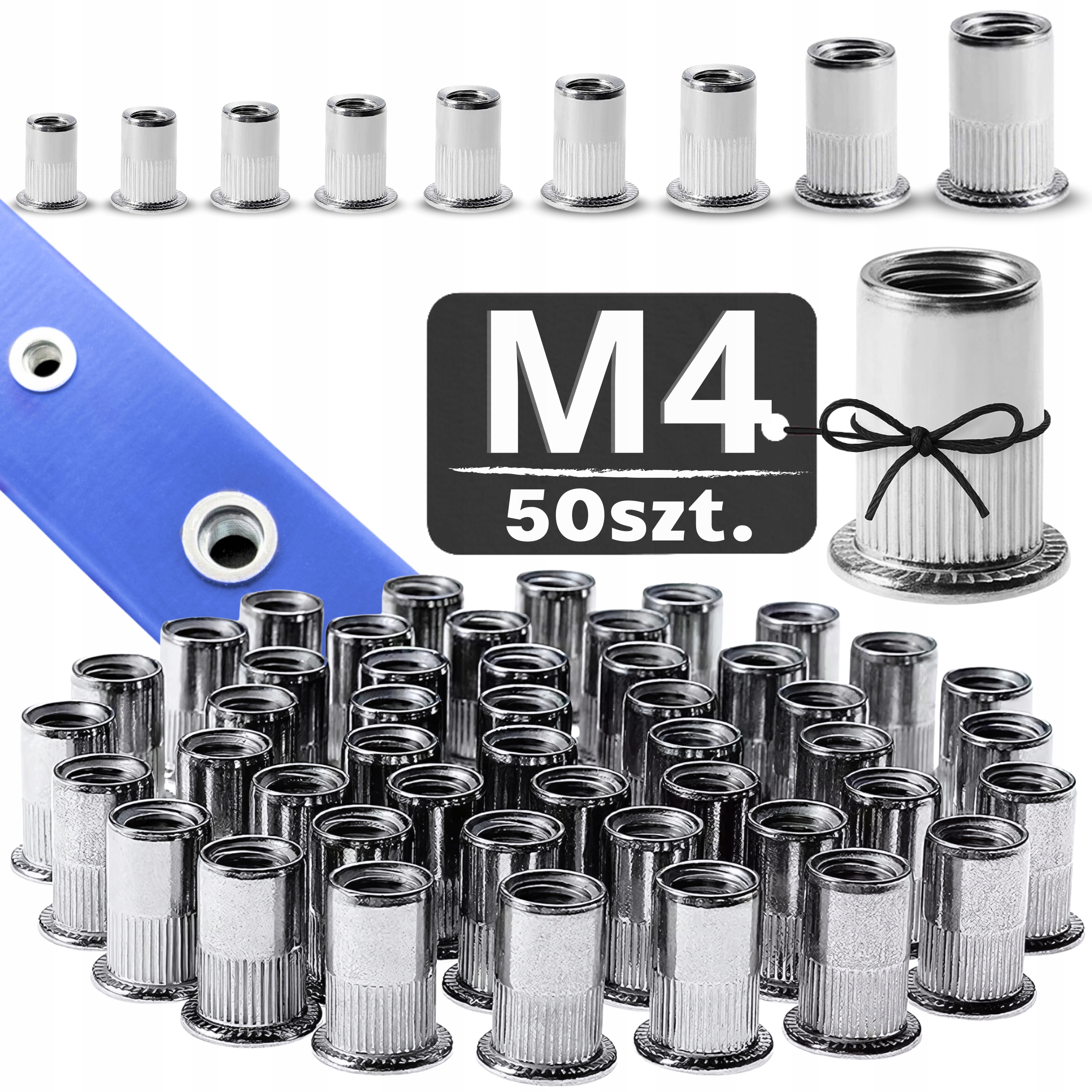Nitonakrętka M4 50 sztuk Nitonakrętki Walcowe Stalowe Ocynk Lf Nity Zine