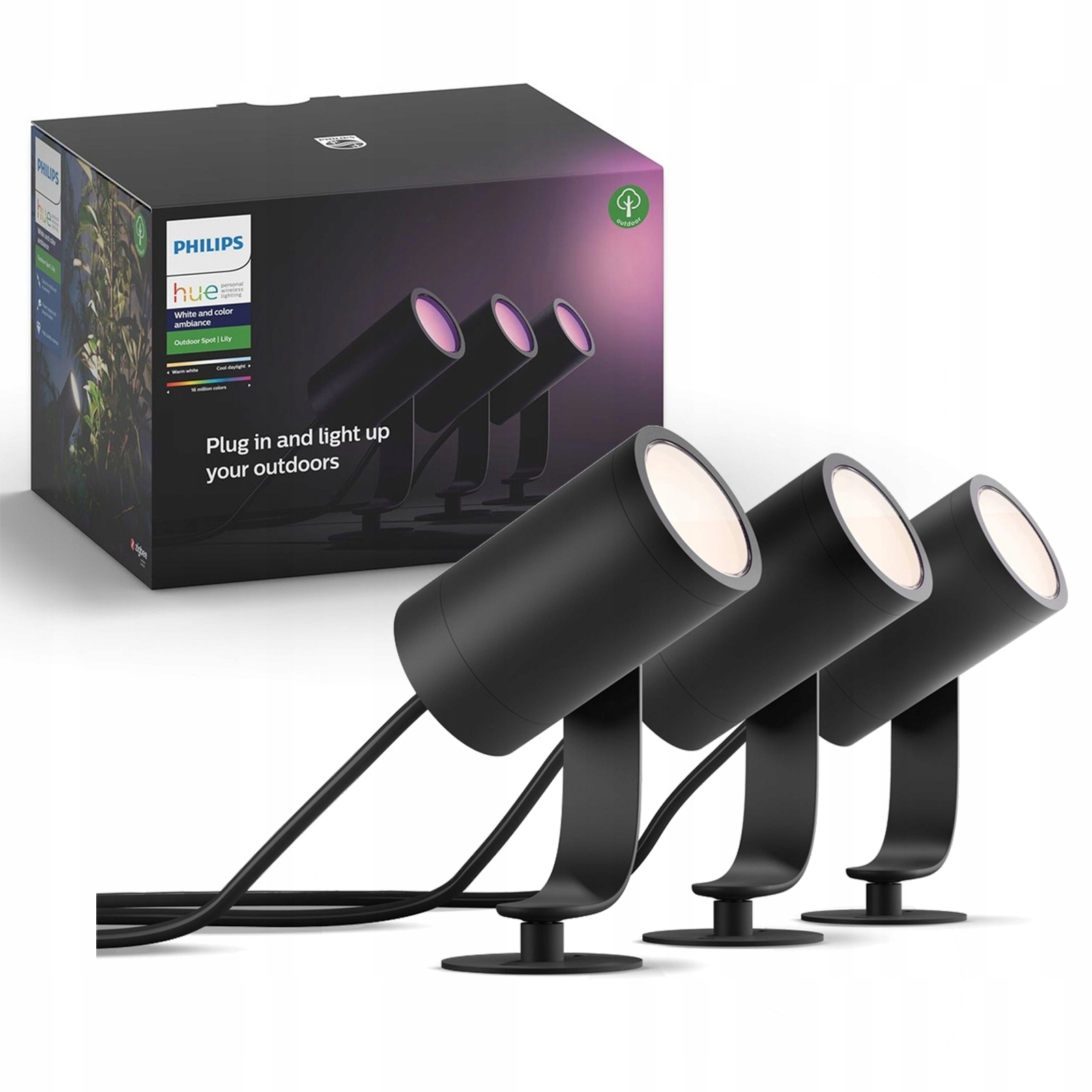 3x Sada záhradných reflektorov Vonkajšia bodová lampa 8W Philips Hue Lily