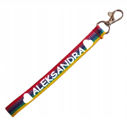 KOLOROWA smycz nadgarstkowa na klucze z imieniem