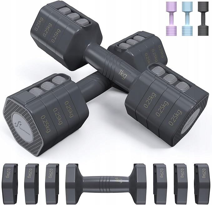 4w1 Regulowany Zestaw Hantli do Ćwiczeń w Domu Fitness 1-2,5KG Hantle