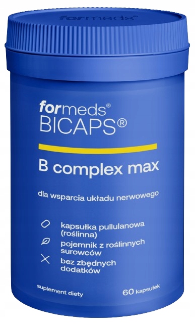 ForMeds Bicaps B Complex Max 60kaps Serce Skóra Włosy Wątroba Układ nerwowy