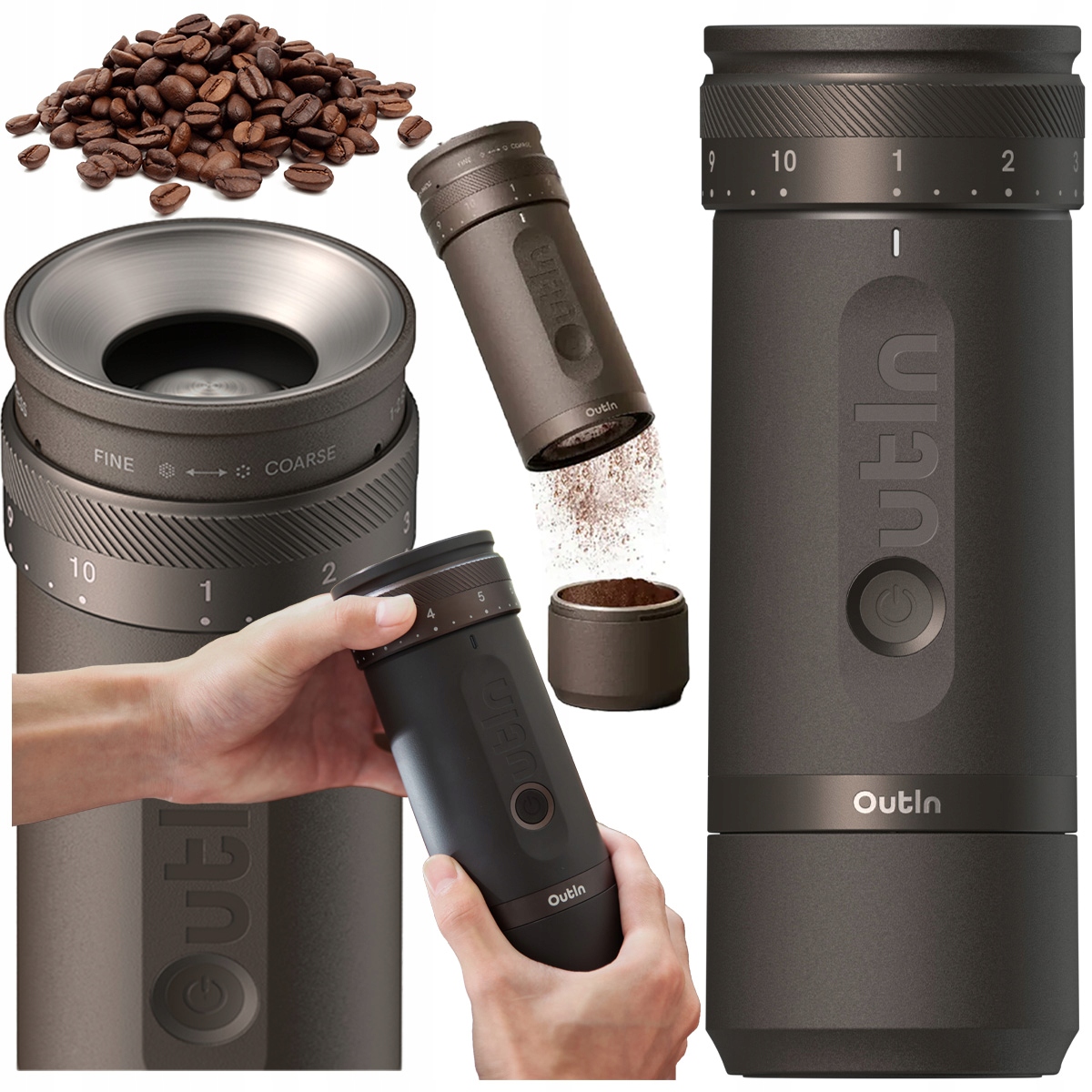 Outin Fino Przenośny Elektryczny Młynek do Kawy Różne Stopnie Mielenia