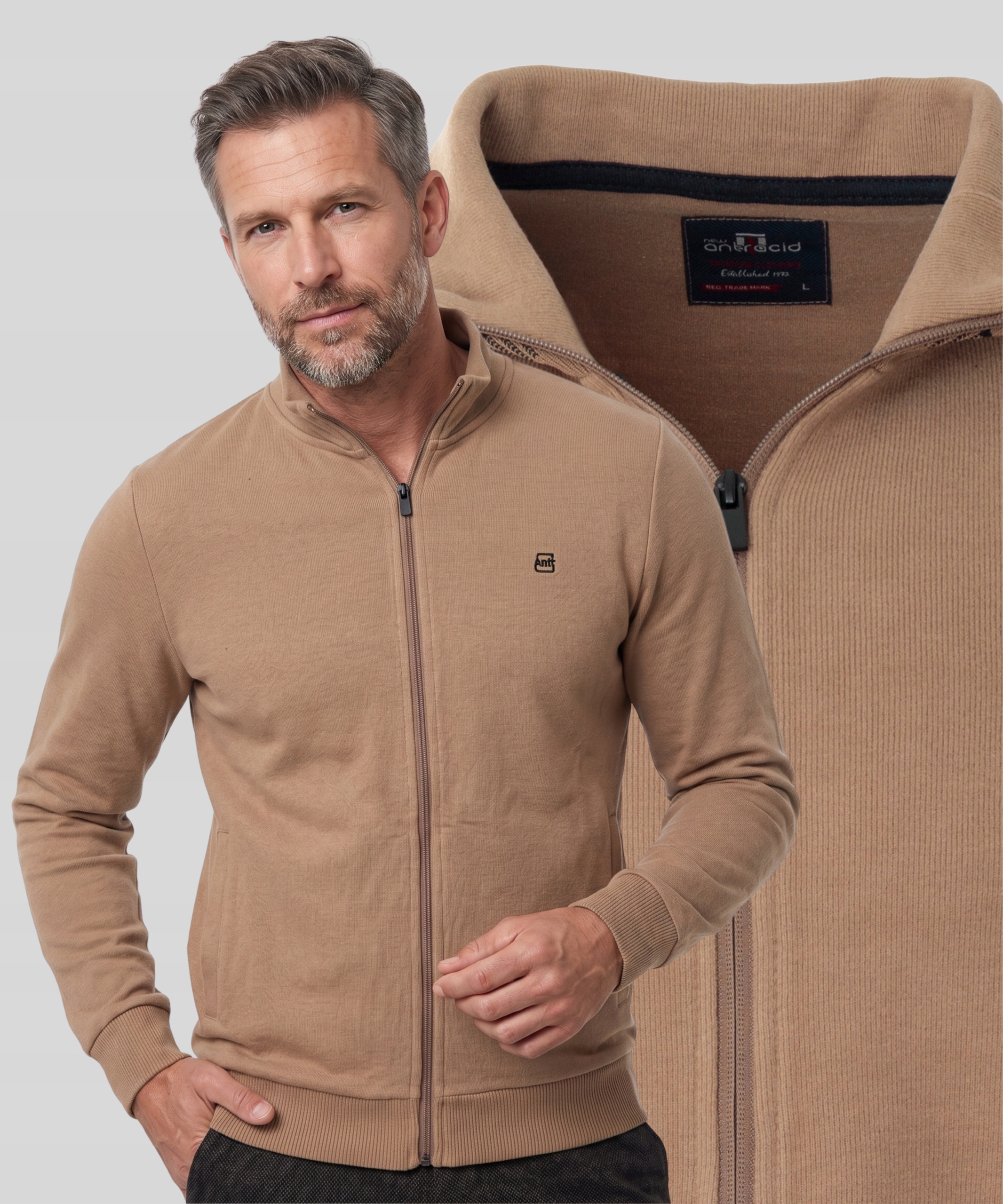 Bluza Męska Rozpinana Sweter Zamek Gładka Turecka Duża Antracid Rozmiar 3XL