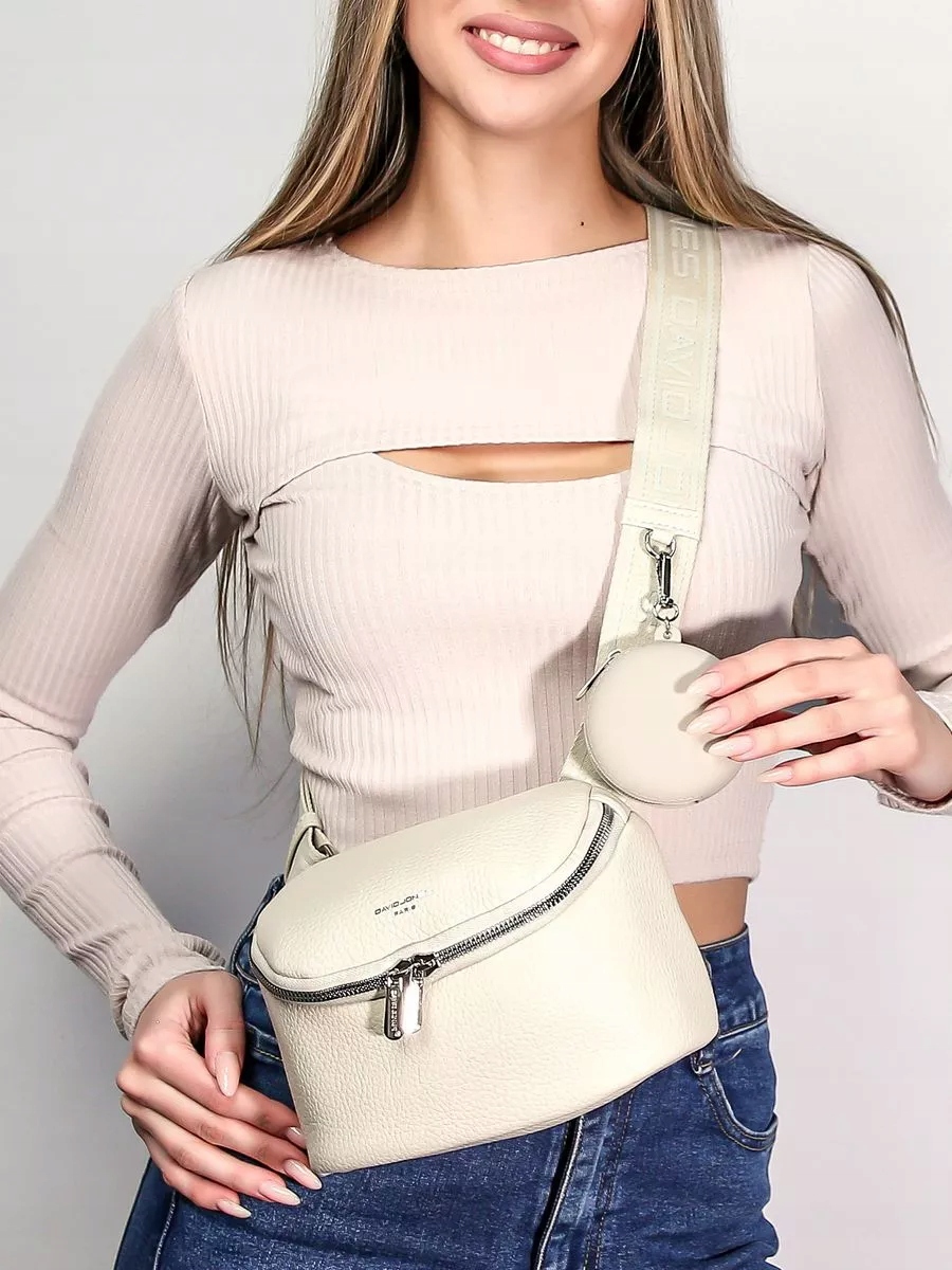 David Jones listonoszka damska skóra ekologiczna crossbody kość słoniowa Marka David Jones