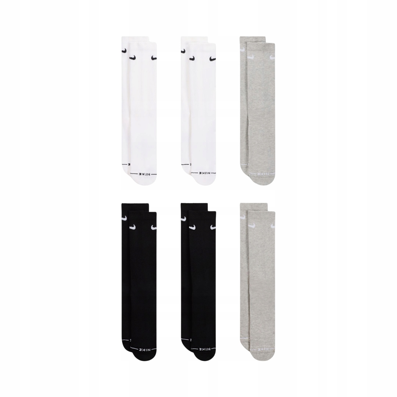 Ponožky Nike Everyday Elevated 6 párů bílé, černé, šedé HQ8021 903 43-46