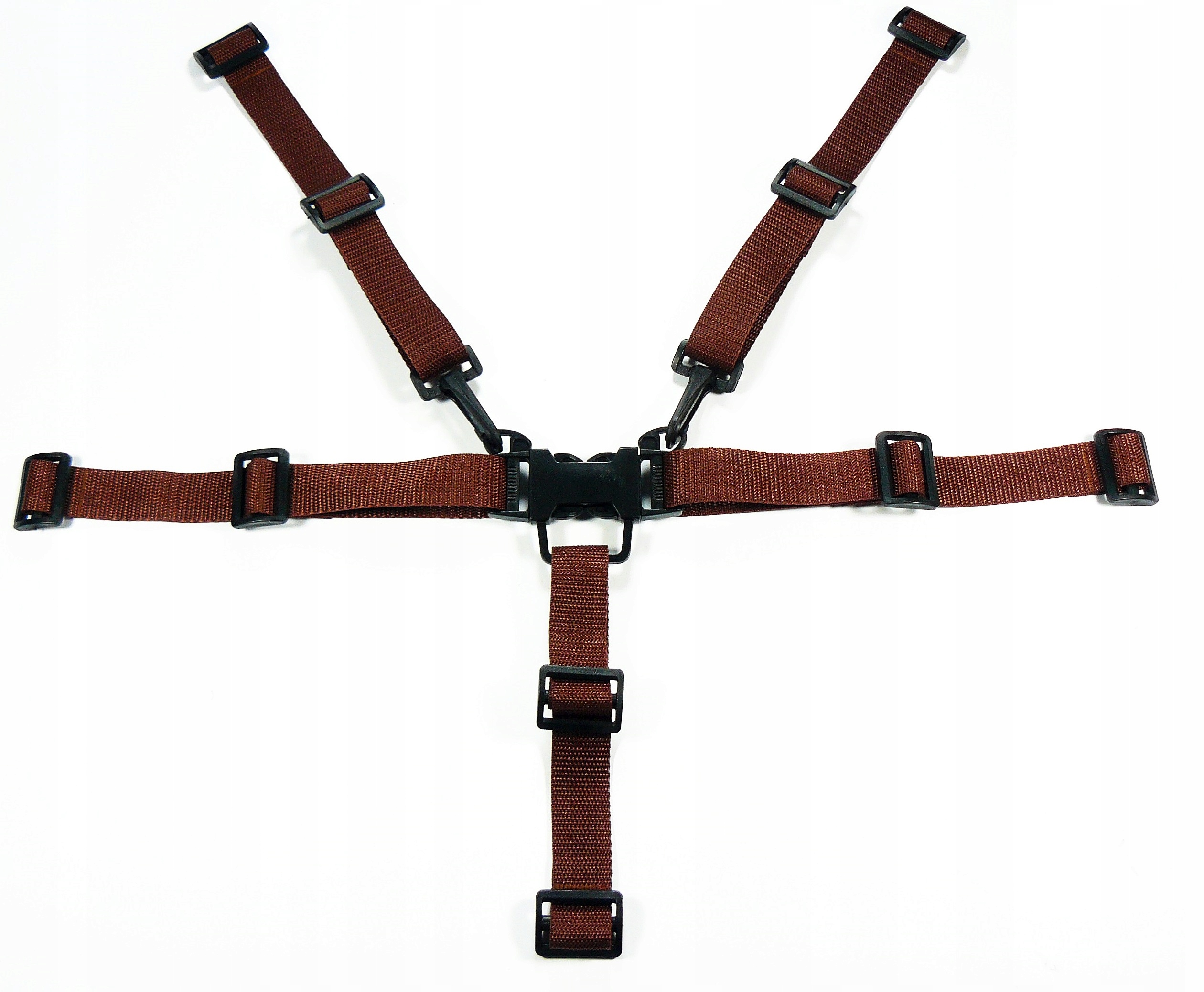 SZELKI PASY KRZESEŁKA WÓZKA 5-punktowe BRĄZOWE