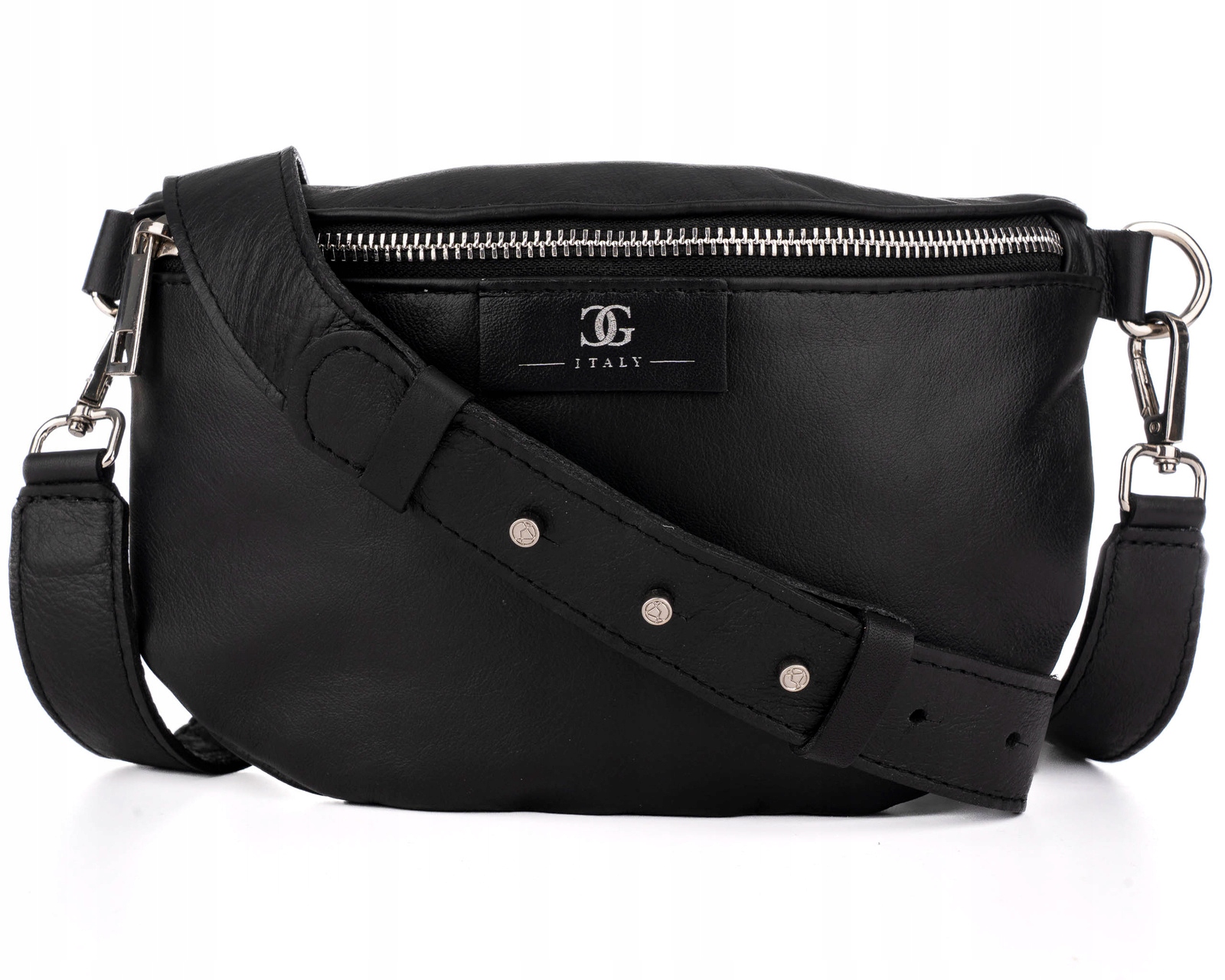 Dámská kožená kabelka Ledvinka velká z kůže crossbody prostorná černá