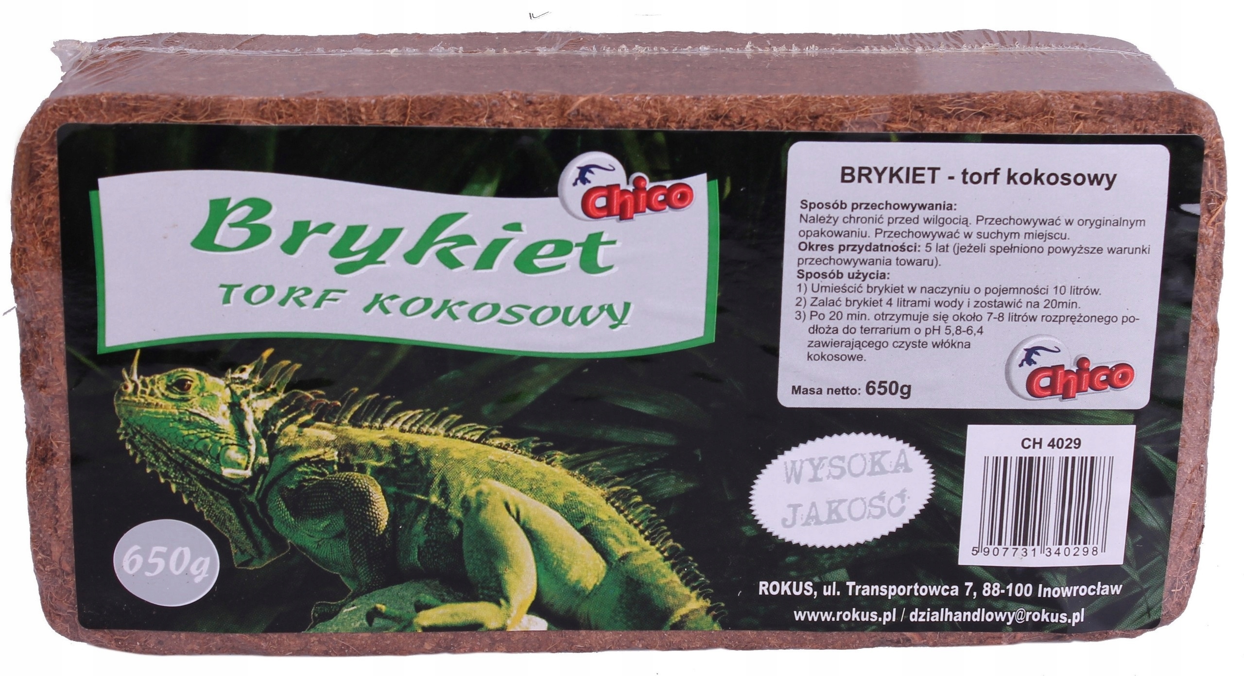 

Podłoże Brykiet Torf do Terrarium kokosowy 650g