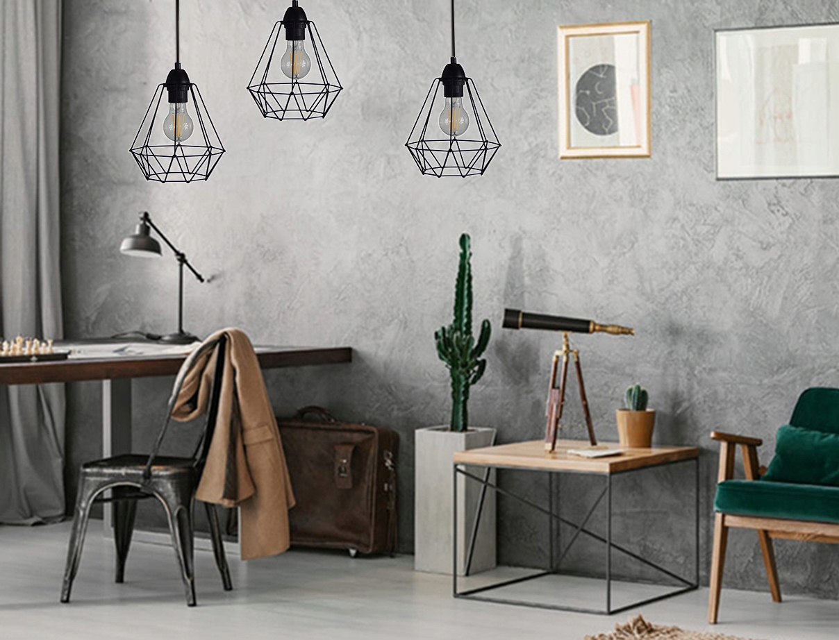 LAMPA WISZĄCA SUFITOWA PLAFON ŻYRANDOL LED E27 LOFT PAJĄK DRUCIAK DO SALONU Kod producenta P-2D