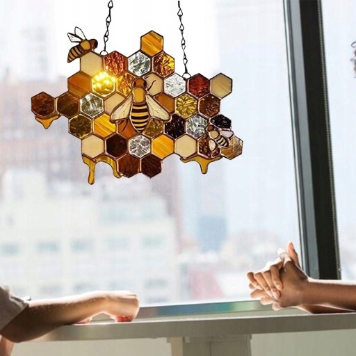 Wysoki witraż Suncatcher Bee Window Panel Marka inna