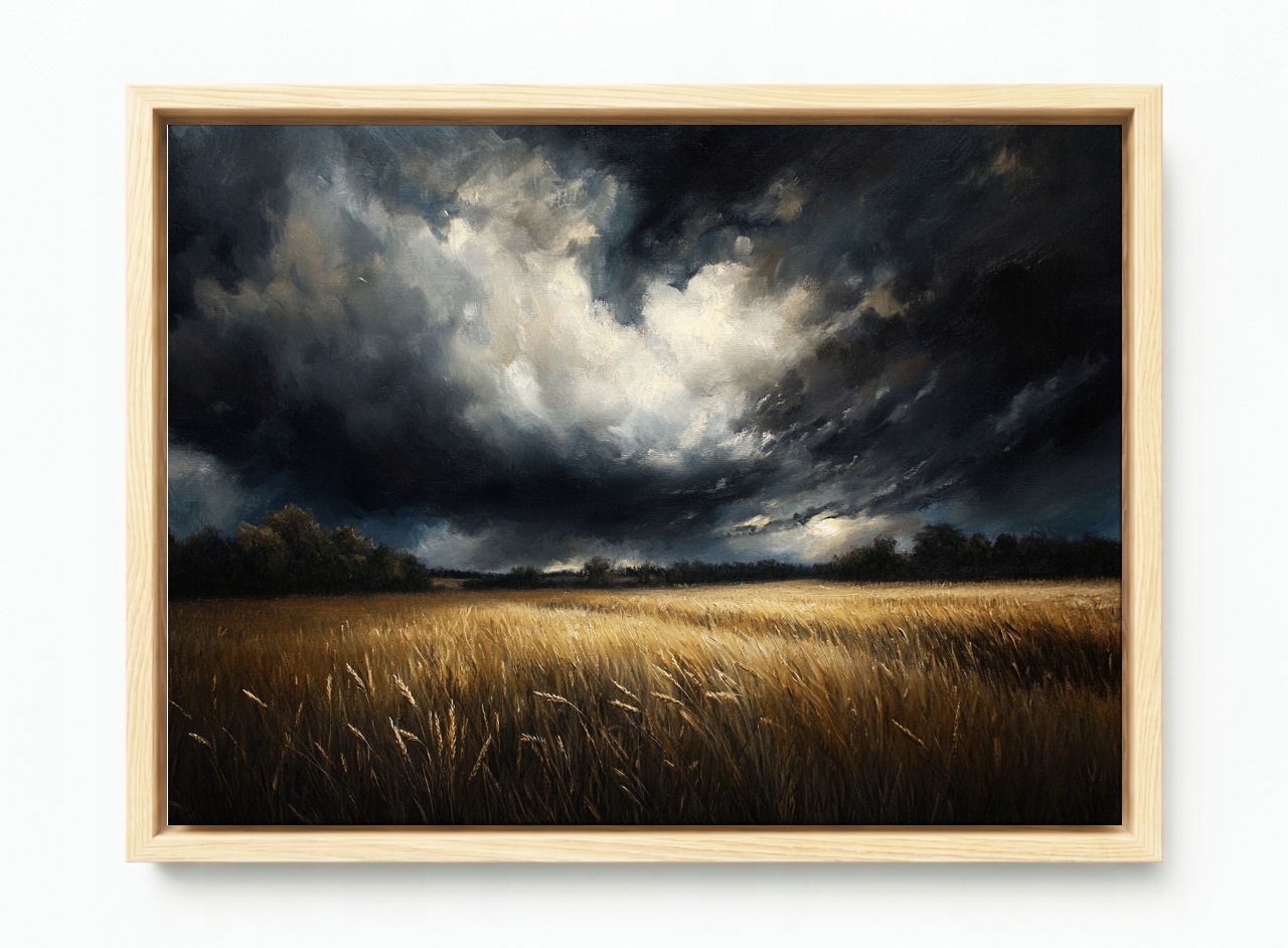 Obraz Rám Americký Box Krajina Pole Obilí Lány Nebe Mraky Bouře 60x40