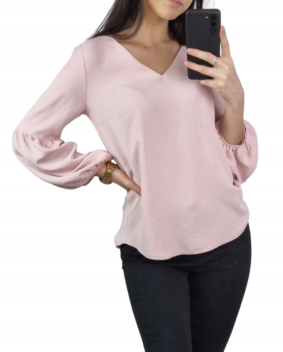 

Elegancka Bluzka Rękaw Marszczony Różowy WRZOS-46