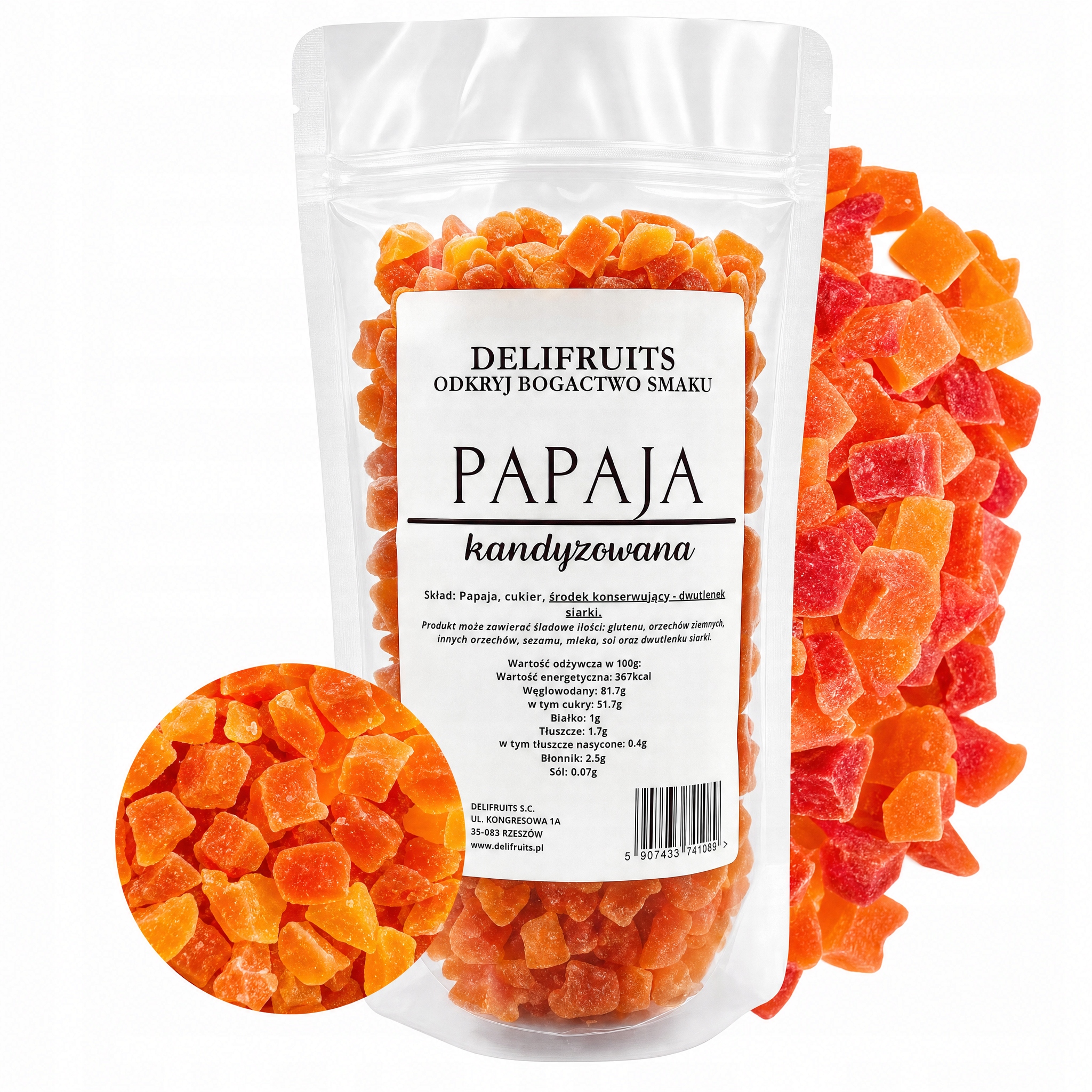 Kandovaná Papája Premium Kostka 2,5 Kg (2500 G) Sladké Ovoce Delifruits