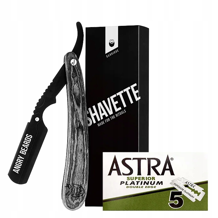 Sada na holení Břitva Angry Beards Garrigue s Pouzdro Žiletky Astra 5 ks