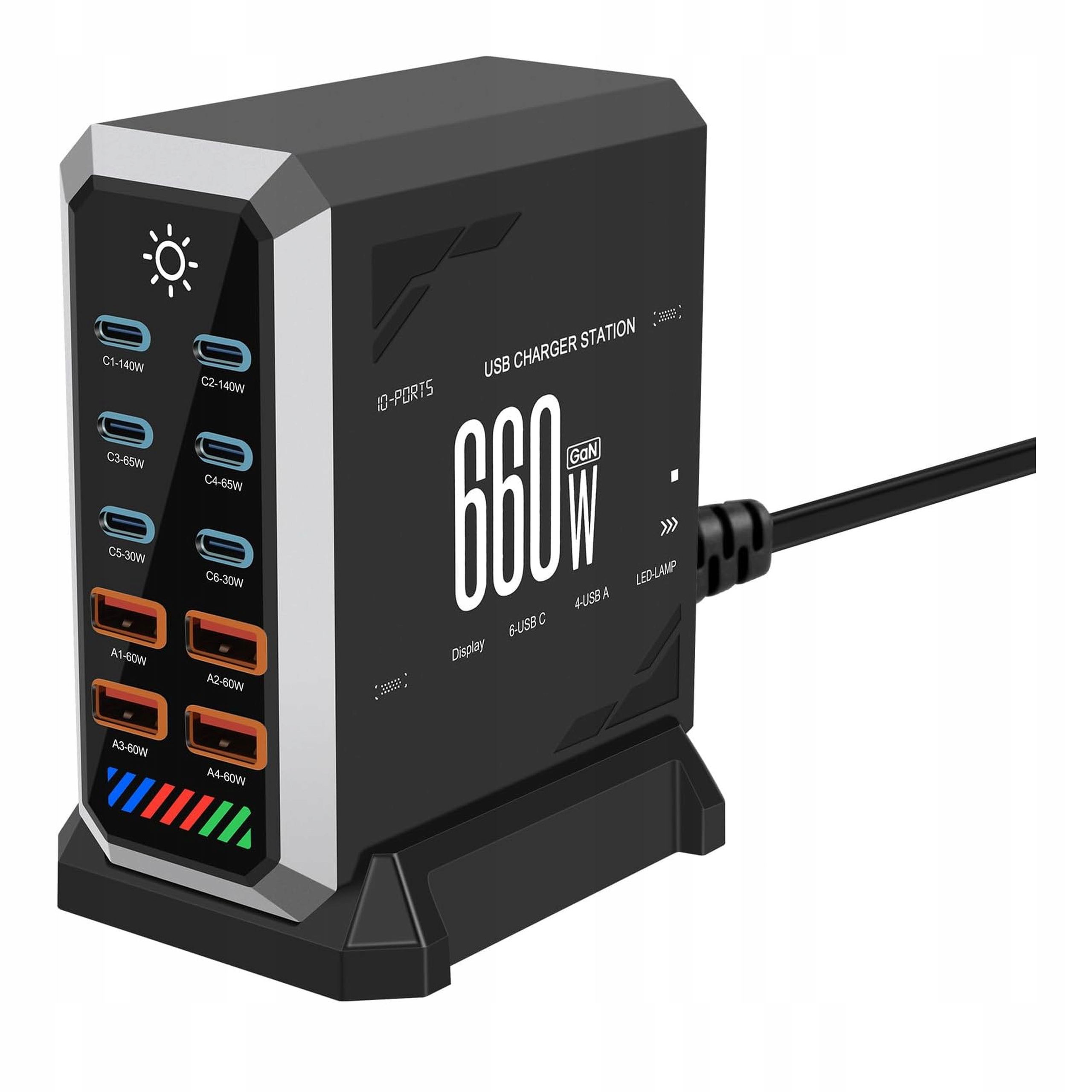Síťová Nabíječka Cosctor HW18 Stanice 10 Portů Usb C 660W GaN Pd Pps