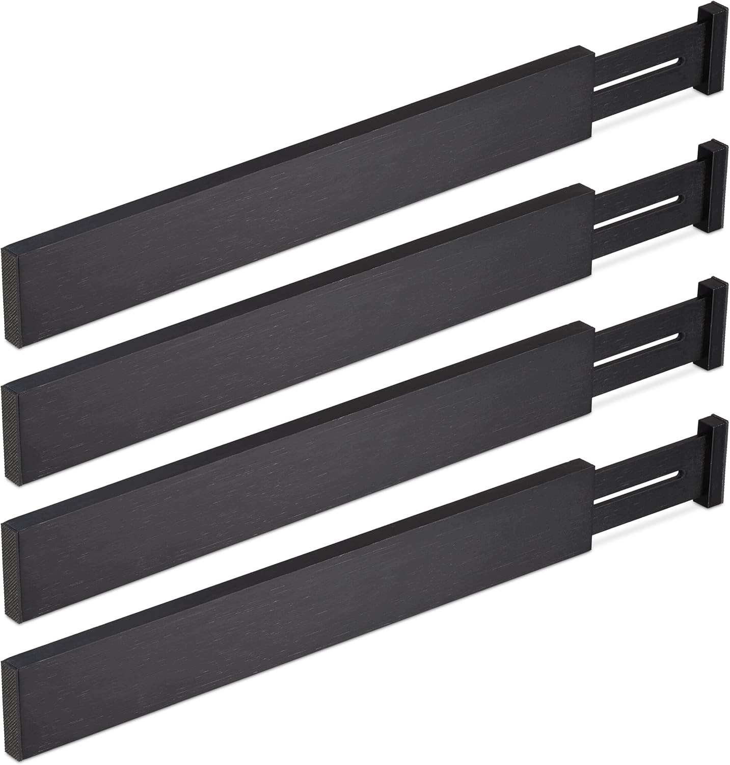Přepážky Do Zásuvek 4 Ks Bambusové Nastavitelné 46-56 CM, Černé