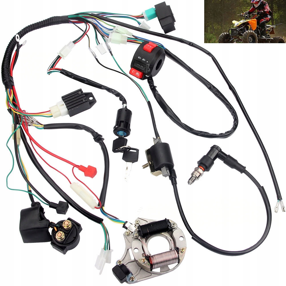 Instalacja Wiązka Kompletna Do Quad Atv 110 125 CC Przewodów Elektrycznych