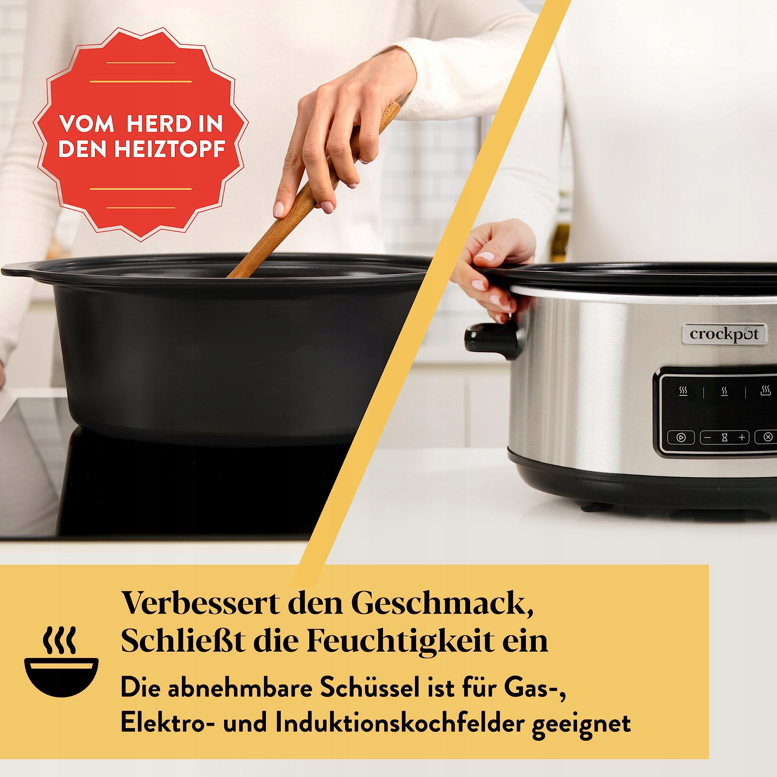 CROCKPOT Wolnowar Cyfrowy 3,5L Indukcyjny Garnek Na Mięso Warzywa — miniatura 2