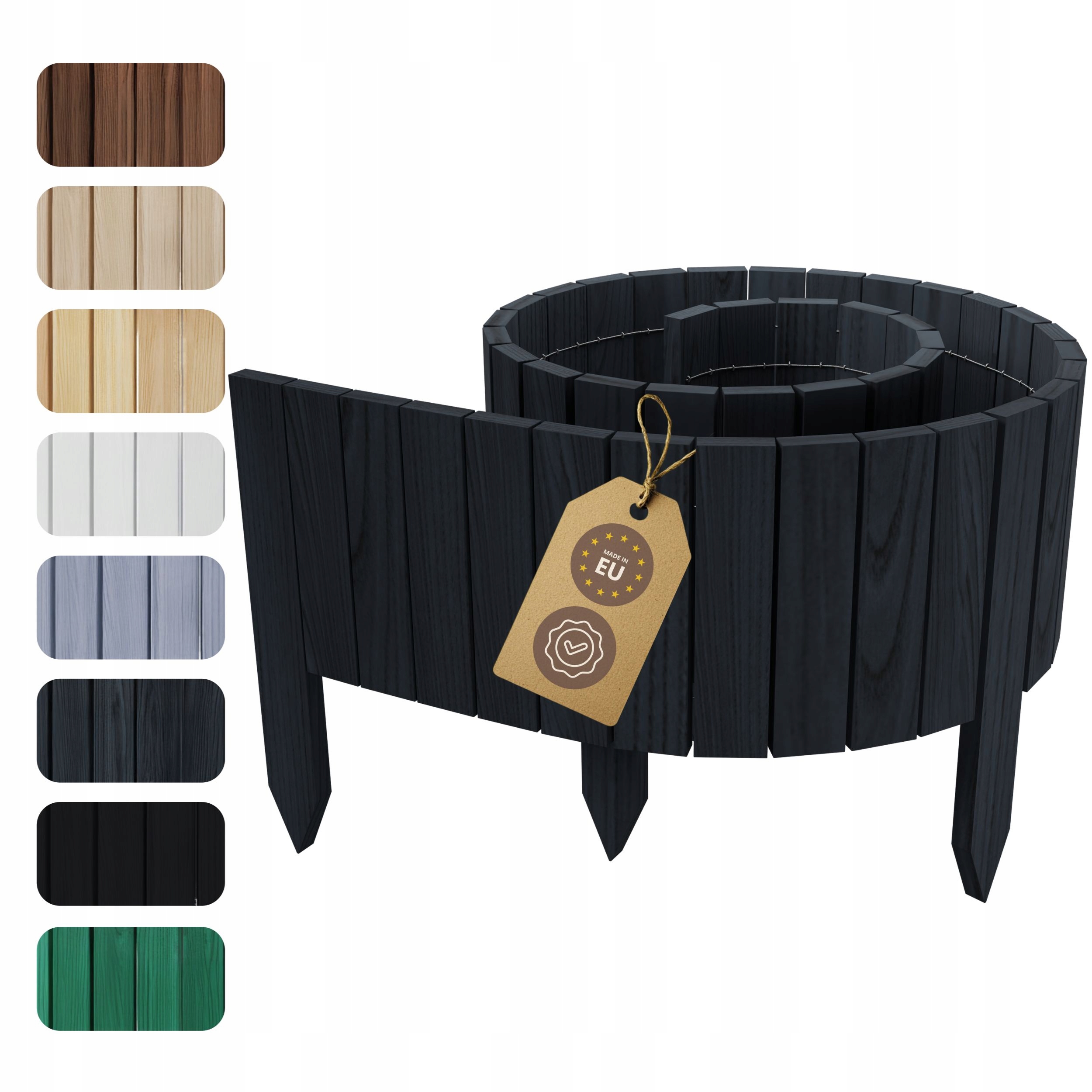 Zahradní Lem Dřevěný plot palisáda Floranica 200 x 40 cm Černý