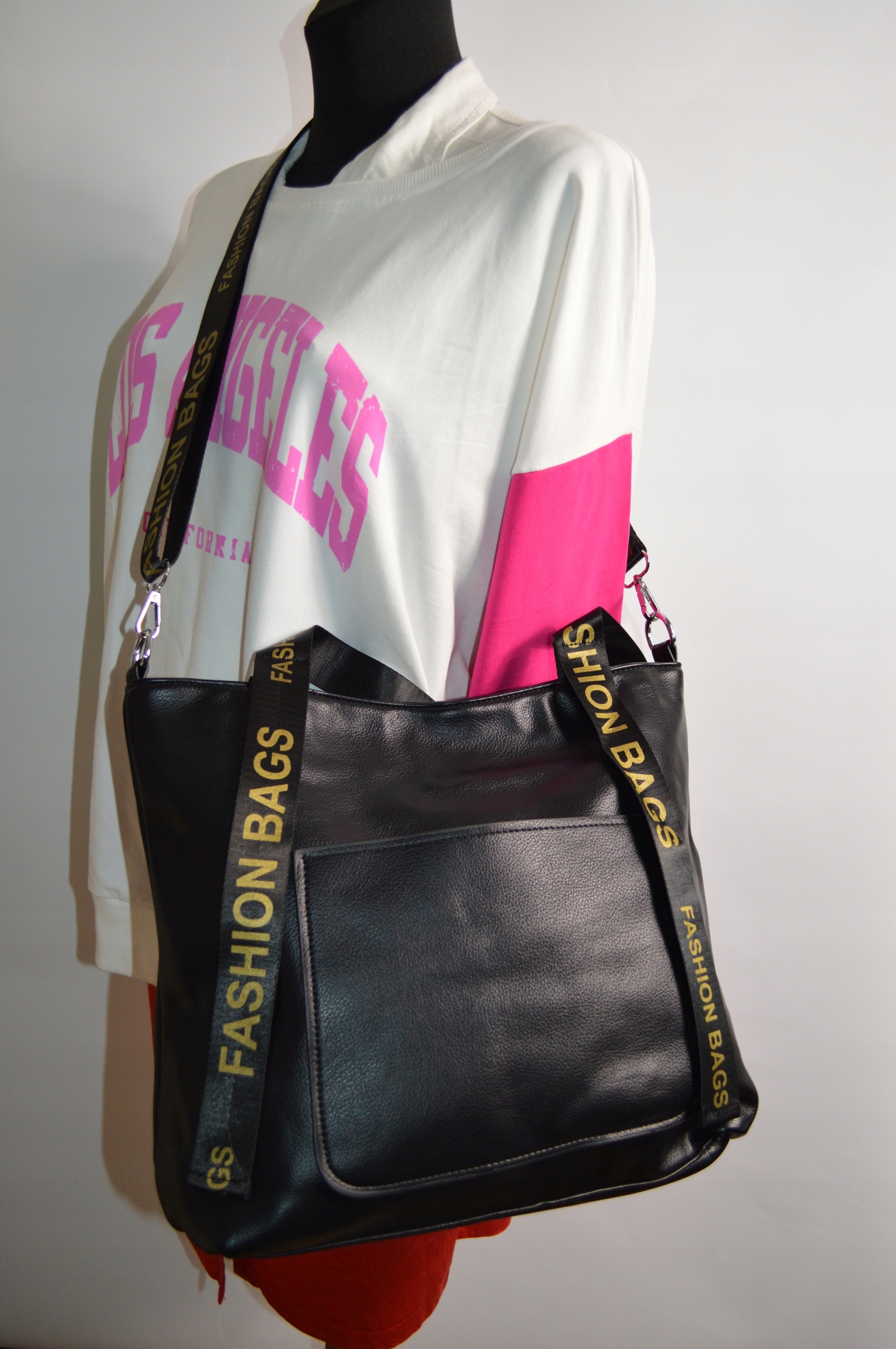 ELEGANCKA DUŻA TOREBKA DAMSKA WOREK SHOOPER BAG Wzór dominujący bez wzoru