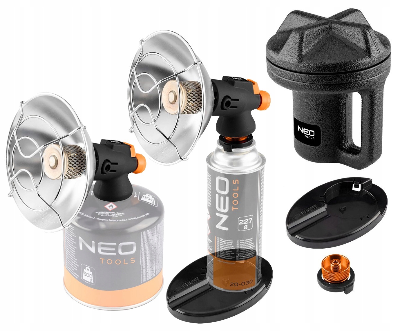 Plynový ohřívač na kartuše, plynový ohřívač, láhev EN417 500g a 227g Neo