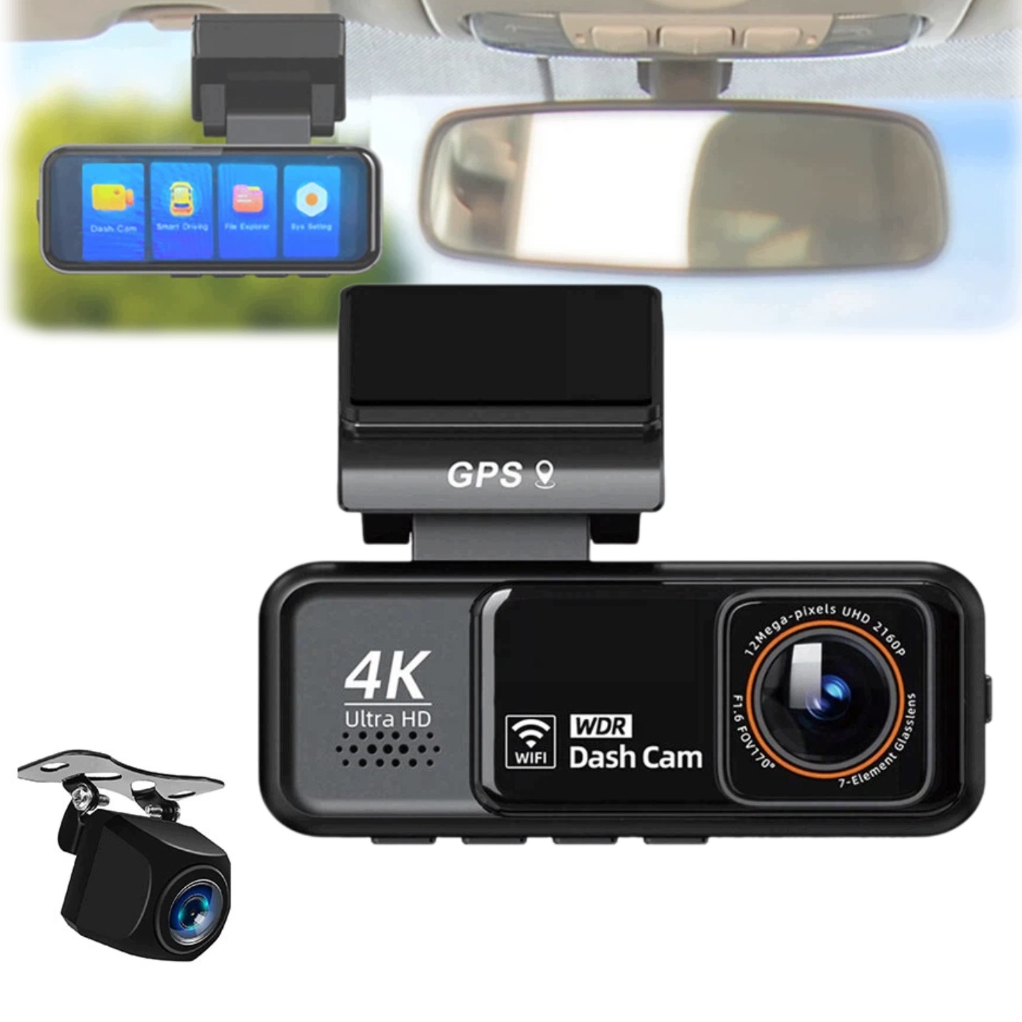Automobilový Videorekordér 4K Gps Wifi Kamera Predná Zadná Strana Adas G-senzor
